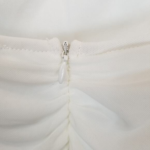 Fashion Nova NWT Women's Diamond Dreams Mesh Mini Dress Cream Size 1X - Picture 8 of 9